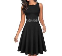 Owin Cocktailkleid für Damen, Vintage, floral Spitze, ausgestellt, A-Linie, ärmellos, für Swing und lockere, feierliche Anlässe - Schwarz - Klein