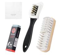 OWLMATE Schuhbürste, Wildlederbürste, Schuhputzbürste, Schuhbürsten mit Messingborsten, mit Radiergummi und Reinigungstuch, für Nubuk, Wildleder und Velour