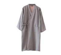 OWLONLINE Herren-Pyjama im japanischen Stil, Gaze-Baumwolle, japanische Kimono-Robe, Größe L