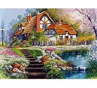 OWN4B Kreuzstich Stickpackungen Vorgedruckt, Haus im Garten Bilder 11CT 14,2x18,1 Zoll DIY Stickpackung Set