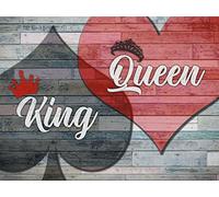 OWN4B Kreuzstich Stickpackungen Vorgedruckt, König Von Pik Und Königin Von Herz Bilder 11CT 15,0x18,9 Zoll DIY Stickpackung Set