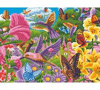 OWN4B Kreuzstich Stickpackungen Vorgedruckt, Vögel und Blumen Bilder 11CT 14,2x18,1 Zoll DIY Stickpackung Set