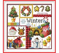 OWN4B Kreuzstich Stickpackungen Vorgedruckt, Winter Bilder 11CT 13,4x13,4 Zoll DIY Stickpackung Set