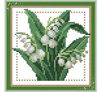 OWN4B Kreuzstich Stickpackungen Vorgedruckt, Zwölf Monate Blüte-Mai Bilder 11CT 8,3x8,3 Zoll DIY Stickpackung Set