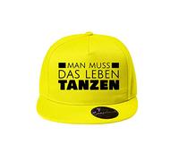 OwnDesigner Man muss das Leben tanzen Cap Unisex für Männer und Frauen - Baseball Cap mit Wunsch (Cap 466 Gelb)