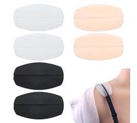 Ownkim 6 Stück BH-Trägerkissen Aus Silikon,BH-Trägerpolster Set in Schwarz, Weiß und Hautfarben,rutschfeste, Schmerzlindernde Schulterpolster für Damen,BH-Trägerpolster, Halter, rutschfest