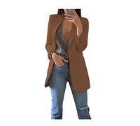 Ownwfeat Damen Blazer Jacke Oversize Langarm Einfarbig Mantel Lose Casual Arbeit Büro Blazer Jacke, B, 52