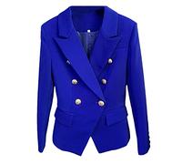 Ownwfeat Damen Blazer Slim Jacke Female Zweireihige Knöpfe Frauen Blazer und Jacken, blau, 44