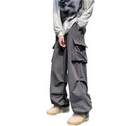 Ownwfeat Damen-Cargohose Mit Hoher Taille Und Großen Taschen, Freizeithose gray9 L