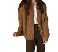 Ownwfeat Damen Herbst Winter Kaschmir Pullover Cardigan O-Neck Cardigans Strickjacke, As Shown, S