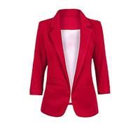 Ownwfeat Damen Langarm Blaser Anzug Jacke Frauen Casual Arbeit Büro Blazer Jacke, rot, 44