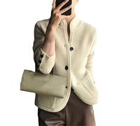 Ownwfeat Damen Lose V-Ausschnitt Strickcardigan Wollpullover Top Kaschmir Cardigan, beige, L