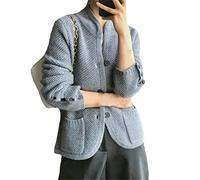 Ownwfeat Damen Lose V-Ausschnitt Strickjacke Wolle Pullover Top Kaschmir Cardigan, grau, L