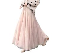 Ownwfeat Damen Röcke Frühling Sommer Rock Damen Tüllrock, Apricot Pink, XXXL