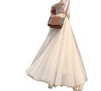Ownwfeat Damen Röcke Frühling Sommer Rock Damen Tüllrock, beige, XXXL
