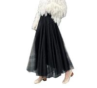 Ownwfeat Damen Röcke Frühling Sommer Rock Damen Tüllrock, Schwarz , XXXL