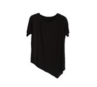 Ownwfeat Damen-T-Shirts, lockerer Rundhalsausschnitt, kurzärmelig, lässige Oberteile, D0006 Schwarz, X-Large