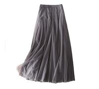 Ownwfeat Damenröcke Frühling Sommer Rock Damen Tüllrock, Hellgrau 9, XL