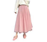 Ownwfeat Damen Röcke Frühling Sommer Rock Damen Tüllrock, rose, 36