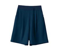 Ownwfeat Frauen Sommer EIS Seide Breite Bein Casual Shorts Lose Knie-Länge Shorts Blue L