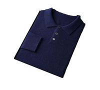 Ownwfeat Herren Kaschmir-Strick-Polo-Pullover, Business-Casual-Pullover, marineblau, Large