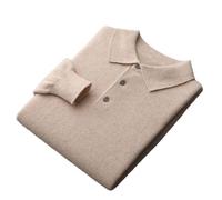 Ownwfeat Herren Polos Kaschmir-Pullover Strickpullover Casual Lose Große Größe Basic Shirt, beige, Medium