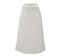 Ownwfeat Langer Faltenrock für Damen, Chiffon, Faltenrock, elastische Taille, weiß, 44