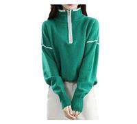 Ownwfeat Wollpullover Stehkragen Pullover Dicker Warm Reißverschluss Langarm Top, EN8, L