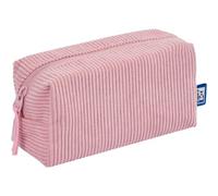 Oxford Bloom Schlampermäppchen Pastellrosa - Weiches Cord-Etui, Großes Fassungsvermögen, Florales Innenfutter, Multifunktional als Federmäppchen & Kosmetiktasche (20x10x7,5 cm)