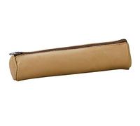 Oxford Elba Federmäppchen, rund, Leder, natur Beige Creme, Schultasche