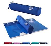 Oxford Federmäppchen für Mädchen und Jungen, Federmappe Blau mit Gummiband, Etui rund 22cm