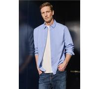 Langarmhemd STREET ONE MEN, Herren, Gr. XL (44), US-Größen, blau (shirt blau), Web, 100% Baumwolle, unifarben, gerade hüftlang, V-Ausschnitt, Bündchen, Hemden, aus reiner Baumwolle (31803008-XL) shirt