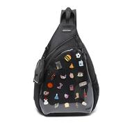 Oxford Ita Bag Kawaii Pin Display Chest Pack Single Shoulder Bag Sport Backpack Hiking Daypack, Schwarz (groß), Large