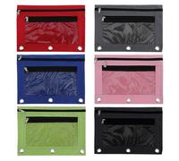 Oxford Stoff Federmäppchen 6 Stück mit 3 Ringen | Netzfenster, Mehrfachtaschen zur Ordnung Kleiner Dinge, für Reisen, Karten und Make Up Werkzeuge
