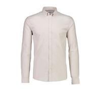 Langarmhemd LINDBERGH, Herren, Gr. L, N-Gr, beige (lt sand mix), Web, Obermaterial: 97% Baumwolle, 3% Elasthan, unifarben, gerade hüftbedeckend, Rundhals, 2-Knopf-Manschette, Hemden, mit Button-Down-K