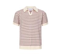 OXKNIT Herren Casual 1960er Mod Style Vintage Strick-Poloshirt Kurzarm Golf-Shirts Weich Bequem, rosa/weiß, L