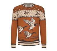 OXKNIT Herren Stricken Shirt Langarm Braun Jacquard Sweatshirt für Männer im Stil der 1960er Jahre