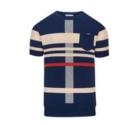 OXKnit Herren T-Shirt Retro Streifen, Baumwolle Kurzarm Rundhals, Vintage 70er Jahre Strickshirt, Sommer Casual Freizeitshirt für Männer, Gestreiftes College Style T-Shirt