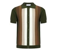 OXKNIT Men’s Knitted Vintage Polo, Gradient Stripe Short Sleeve Retro Polo Shirt for Men 60s&70s