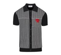OXKnit Poloshirt Herren Kurzarm Baumwolle Vintage Polohemd Herzstickerei Strickjacke Freizeit Arbeit Golf Polo Button Down Shirts