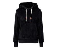 OXMO Anniken Hoodie Damen Kapuzenpullover Pullover mit Kapuze & Teddyfutter außen kurz, Größe:M, Farbe:Black (194007)
