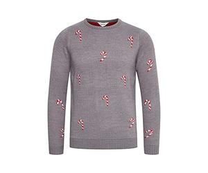 OXMO Christel Damen Weihnachtspullover Winter Pullover Strickpullover Weihnachtspulli mit Rundhalsausschnitt, Größe:S, Farbe:Medium Grey Melange (200687)