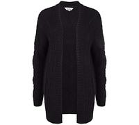 OXMO Clea Damen Lange Strickjacke Lochstrick Cardigan Strickcardigan, Größe:M, Farbe:Black (194007)