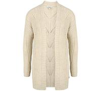 OXMO Clea Damen Lange Strickjacke Lochstrick Cardigan Strickcardigan, Größe:M, Farbe:Oyster Grey Melange (1401051)