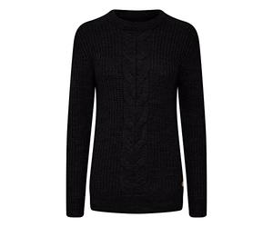 OXMO Natasja Damen Strickpullover Grobstrick Pullover, Größe:S, Farbe:Black (194007)