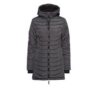 OXMO Nelly Damen Steppmantel Wintermantel Winterjacke gefüttert mit Kapuze, Größe:L, Farbe:Black (194007)