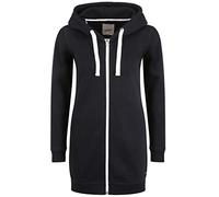 OXMO Olinda Long Damen Sweatjacke Kapuzenjacke Hoodie mit Kapuze, Größe:S, Farbe:Black (799000)