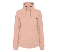 OXMO OXAmini Tube SW Damen Langes Sweatshirt Pullover Longpullover hoher Tube-Kragen Stehkragen mit Kordelzug offenes Bündchen Punkte-Muster Dots, Größe:M, Farbe:Mahogany Rose Melange (1515111)