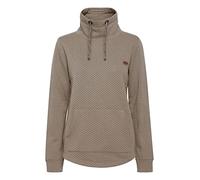OXMO OXAmini Tube SW Damen Langes Sweatshirt Pullover Longpullover hoher Tube-Kragen Stehkragen mit Kordelzug offenes Bündchen Punkte-Muster Dots, Größe:M, Farbe:Gray Melange (1840051)