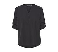 OXMO OXAnja Damen Bluse Tunika Langarm Leinenmix Regular Fit, Farbe: Black (200451), Größe: 36